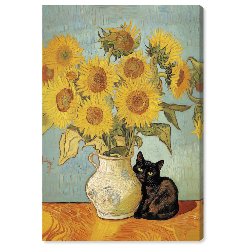 «Sunflower Kitten», reproduction d'art sur toile par Art Remedy, H 24 po x l 16 po, Toile tendue