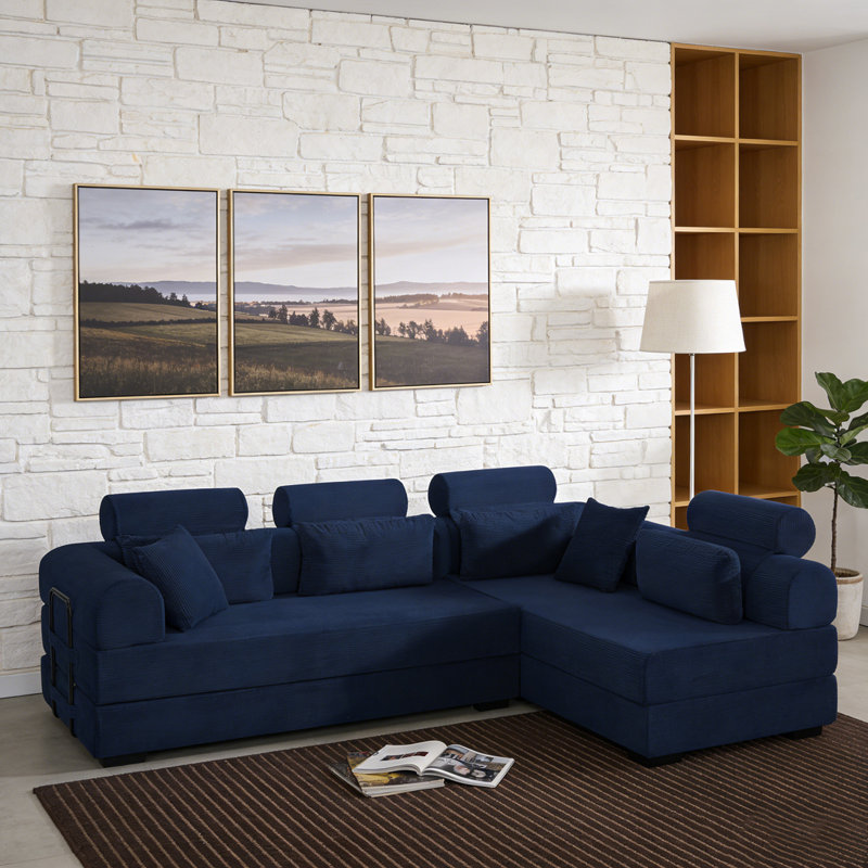 Canapé modulaire en L, Bleu
