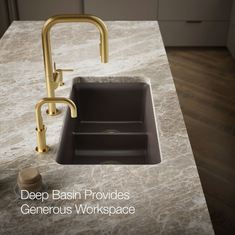 Cairn Smart Divide 33-1/2" Undermount Kitchen Sink, Brown