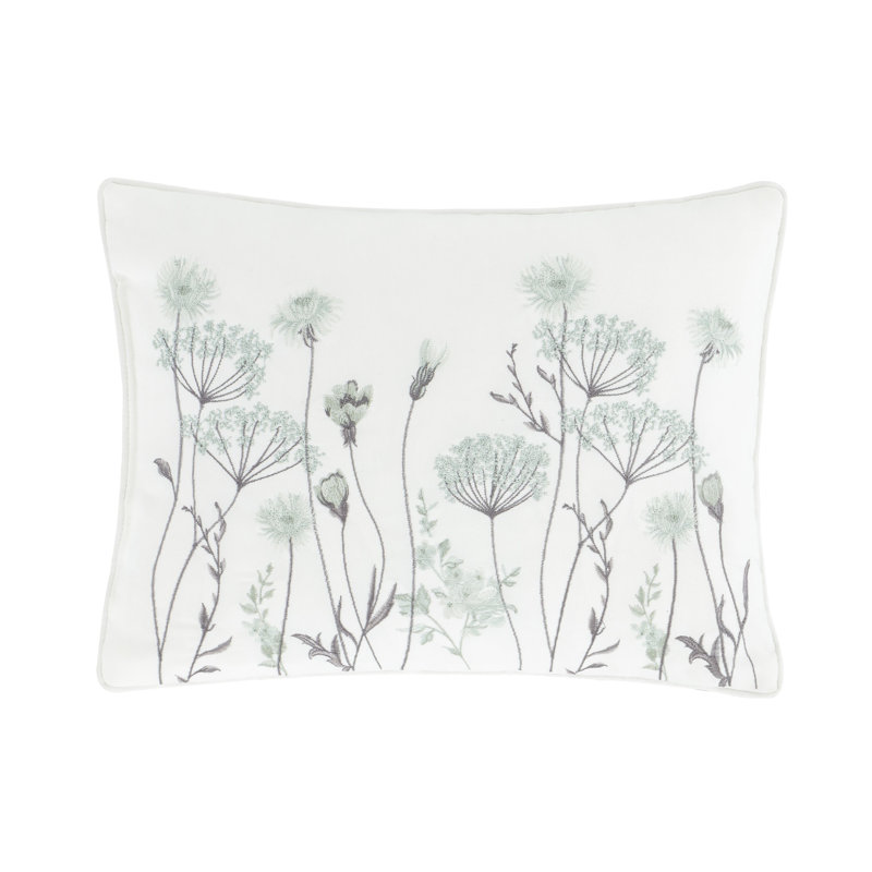 Meadowsweet Floral Cushion with Filling, Green