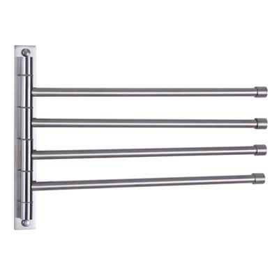 Stainless Steel Swing Arm Towel Rack With 4 Rotating Arms For Bathroom