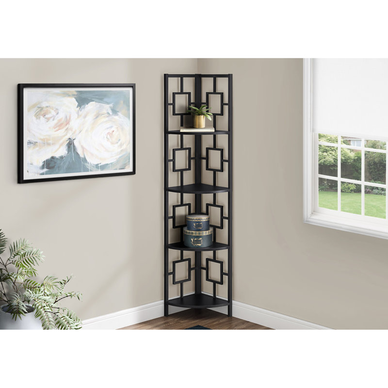 Black Metal 4 Tier Bookcase, Modern For Bedroom And Office Design