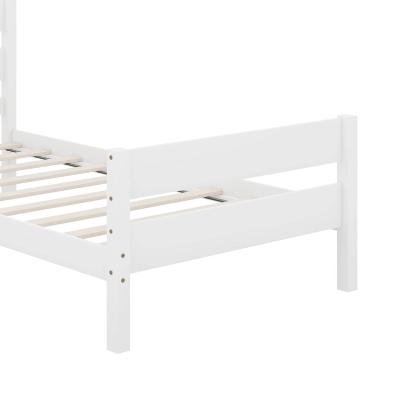 Lit simple avec tête et pied de lit, Blanc
