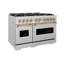 ZLINE Autograph 48" Classic Double Oven Dual Fuel Range w/ Champagne Bronze Accents-813394995-832285121