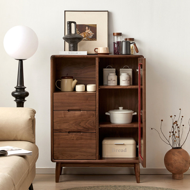 commode de rangement rétro en noyer, H 43,31 po x l 35,43 po x P 15,74 po