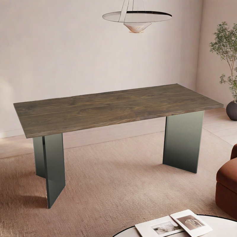 Table de salle à manger moderne simple en bois massif et acrylique, H 29,5 po x L 86,6 po x l 35,4 po
