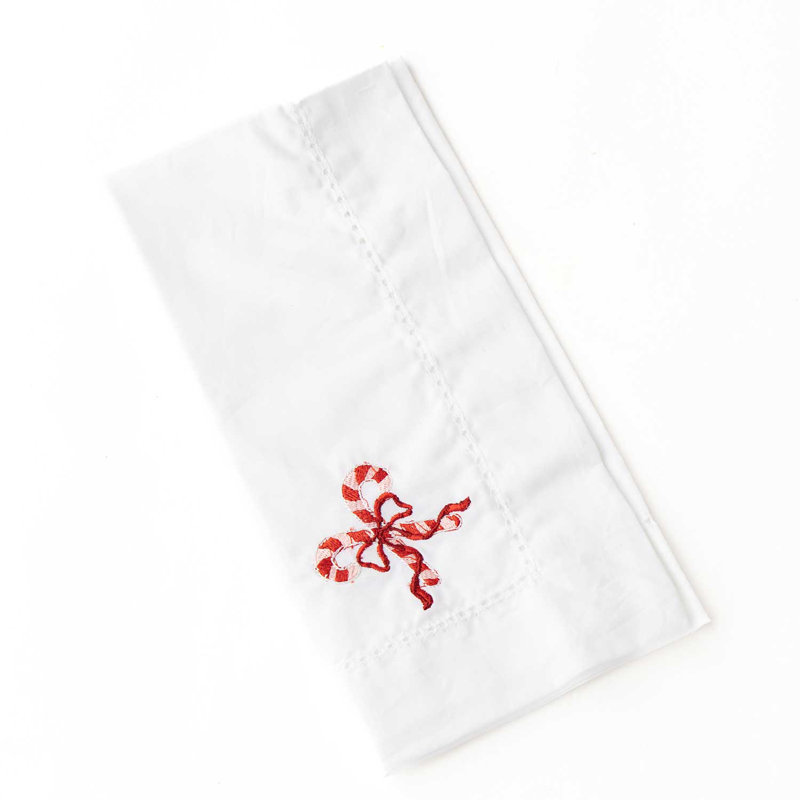 Candy Cane Embroidered Dinner Napkin