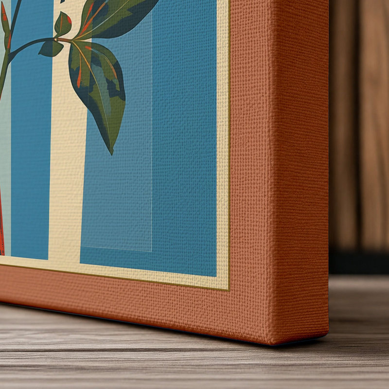 Striped Roses Botanical - Wrapped Canvas, 18x12 - 45.7 x 30.5 cm, Terracotta Border