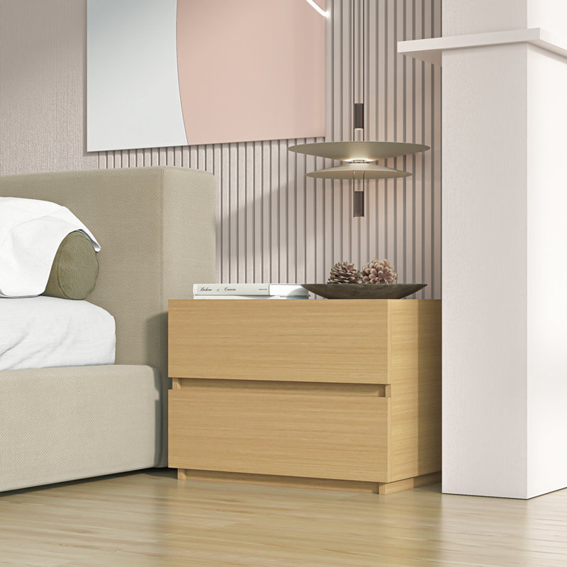 Commode empilable 2 tiroirs, petites commodes pour garde-robe, 23,6 po, Chêne