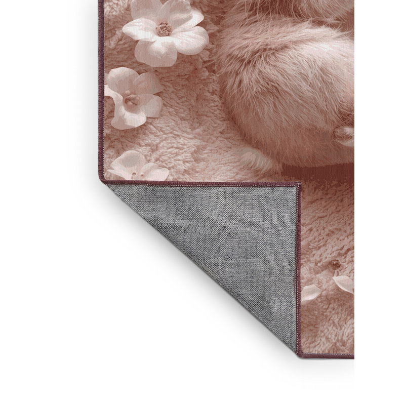 Tapis abstrait moderne et contemporain lavable à la machine de couleur brune et rose Delancey, 3 X 5