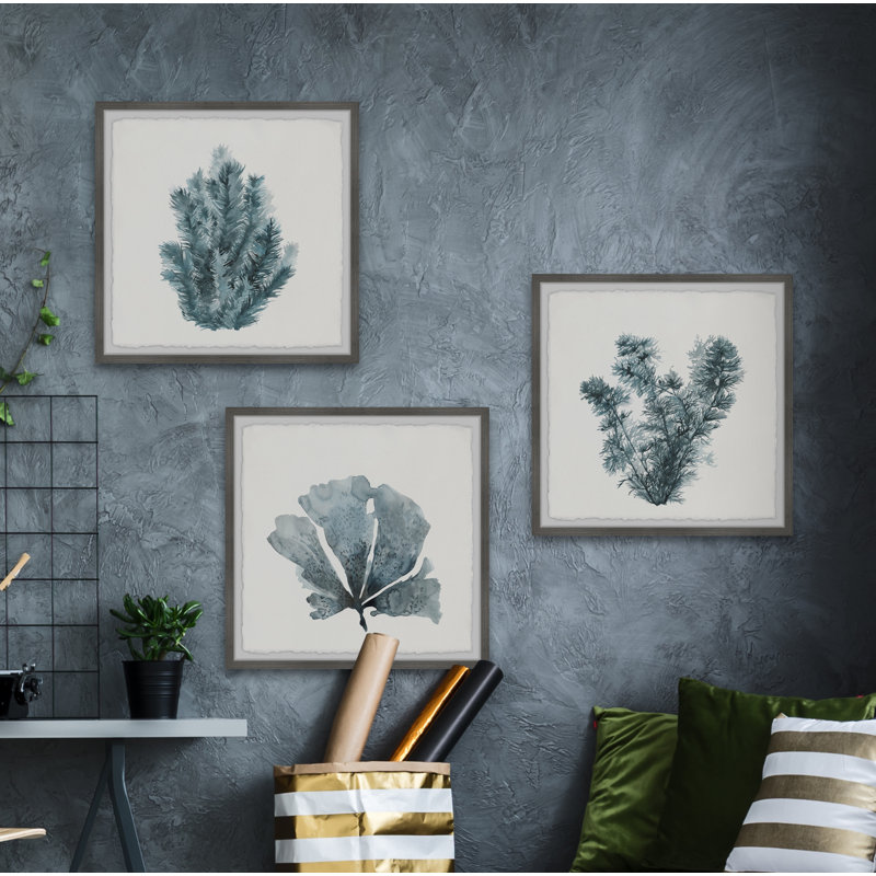 Lucas Greens by Marmont Hill - 3 Piece Single Picture Frame Painting, 45cm H x 45cm W