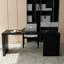 Bureau rectangulaire en bois massif et fer noir-1748551299