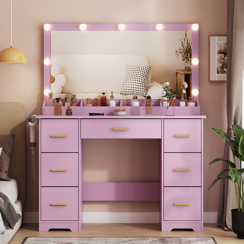 Coiffeuse avec miroir lumineux DEL, Purple