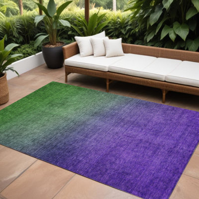 Tapis extérieur lavable ombré vert 8 pi x 10 pi mauve et gris anthracite