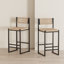 Chaises d'appoint en corde de papier tissées à la main avec repose-pieds, ensemble de 2 tabourets de bar à hauteur de comptoir pour îlot de cuisine ou salle à manger