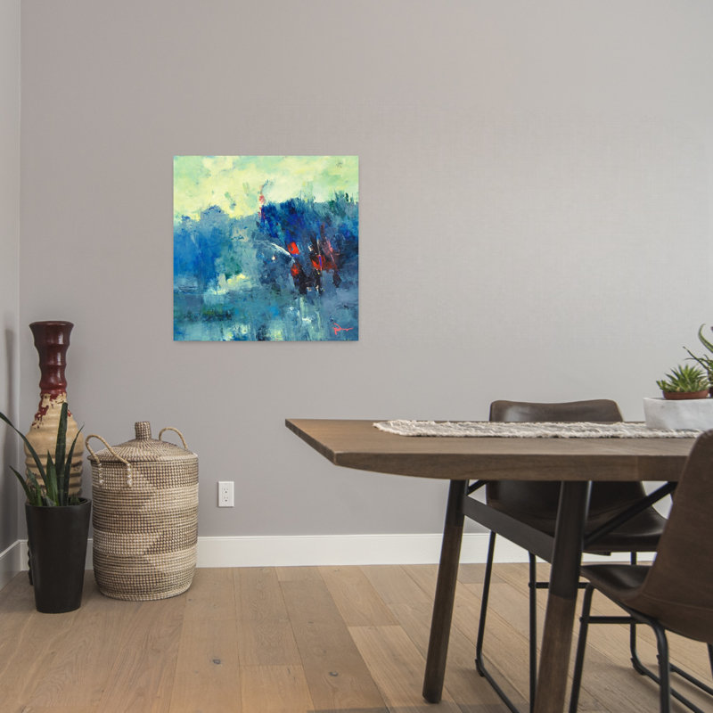 Art contemporain paysage marchand abstrait, H 24 po x l 24 po
