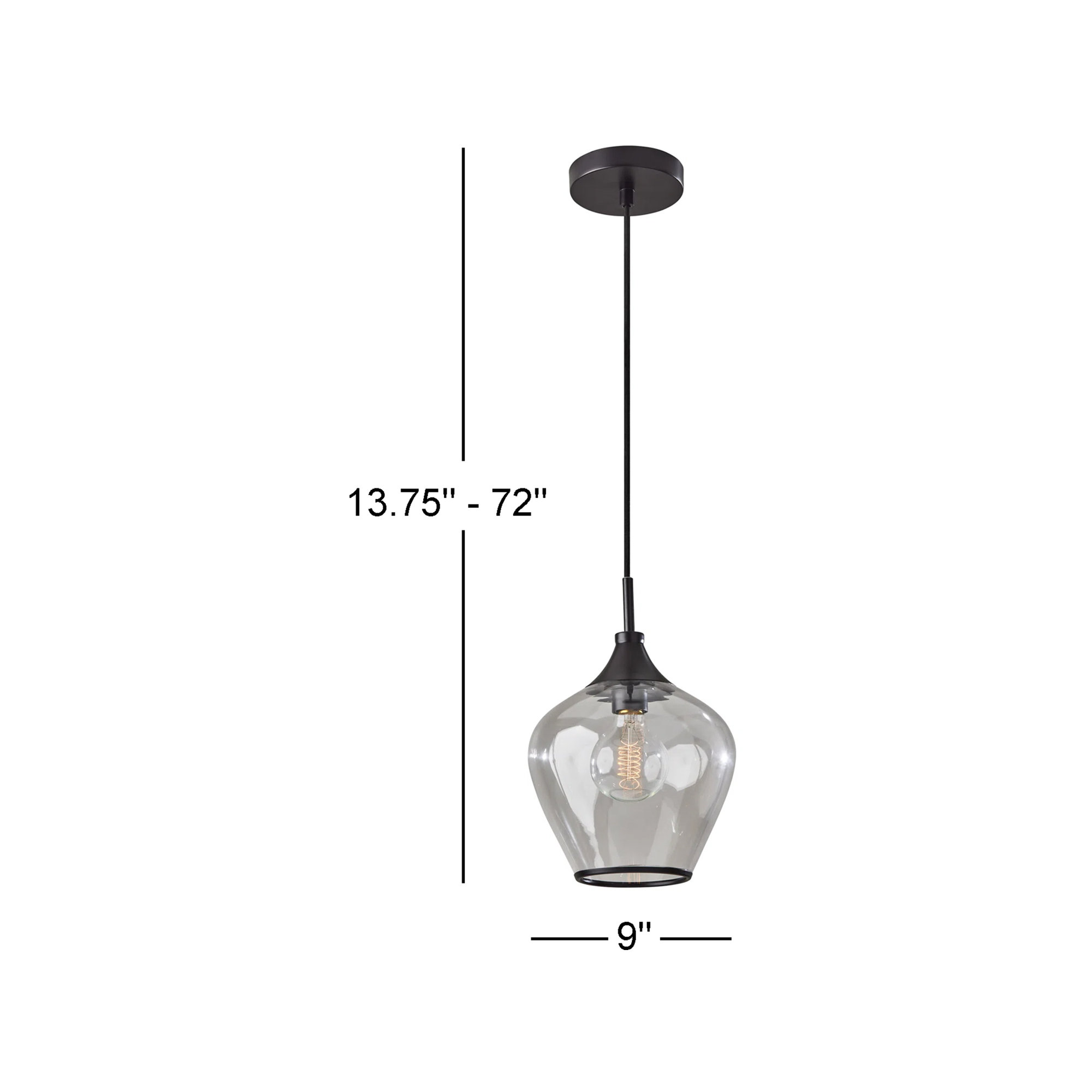 Single Light Glass Pendant, Dark Bronze