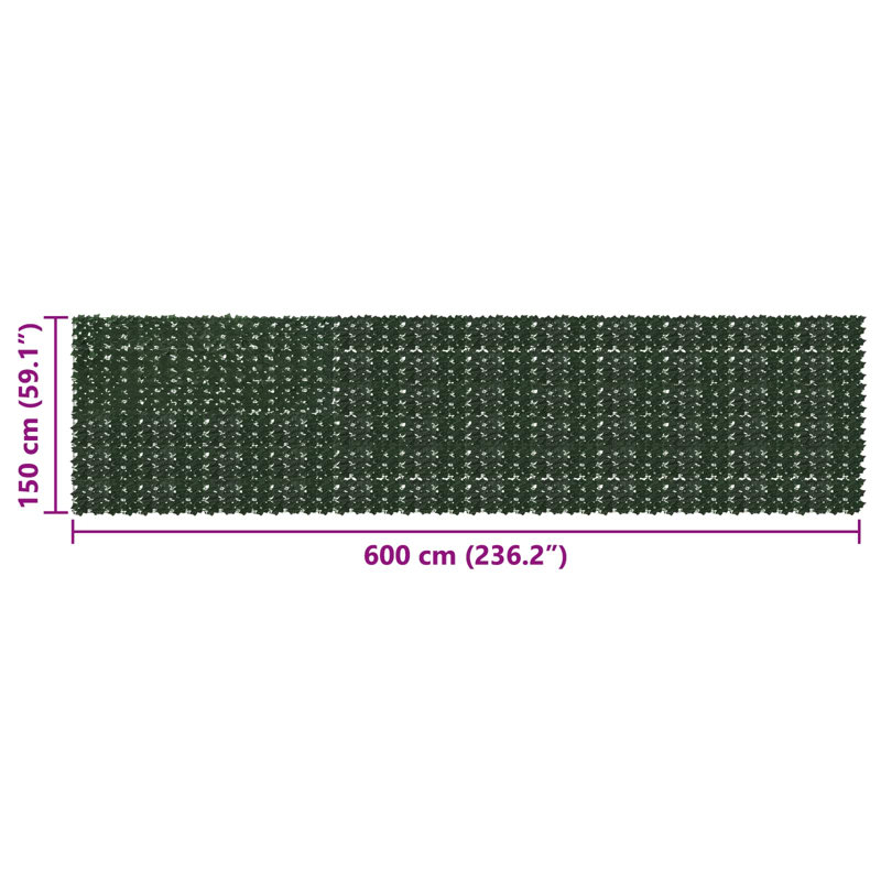 Vidaxl Balcony Screen With Leaves Garden Sunshade Dark Green/Green Multi Sizes, 600cm W x 150cm D