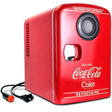 Coca-Cola - Mini nevera de 10 latas, 12 V CC/110 V CA con ventana