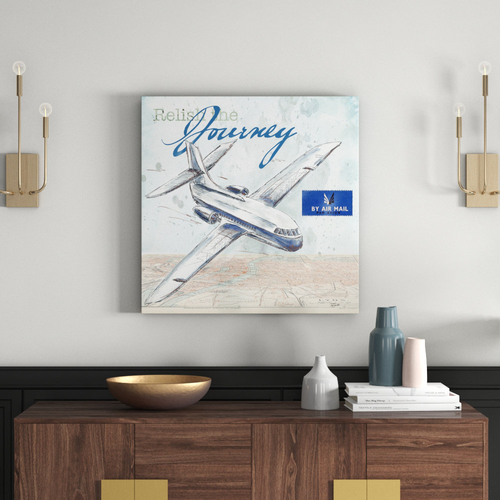 'Airplane II' by Tre Sorelle Studios Vintage Advertisement on Wrapped Canvas
