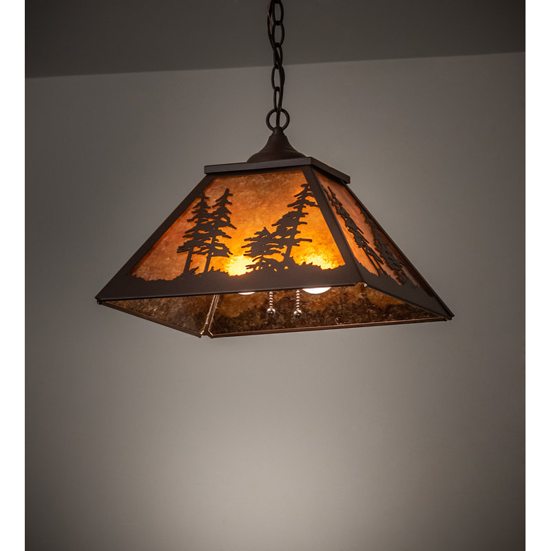 Greenbriar Oak 1 - Light Pendant, 44" H x 16" W x 16" D, Cafe Noir, Amber Mica
