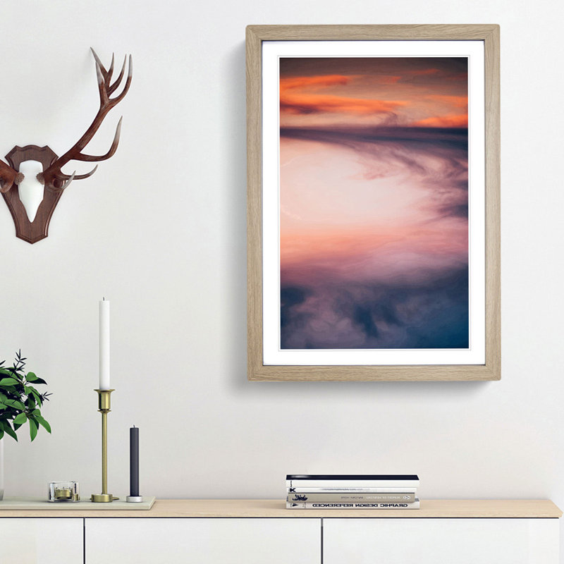 Movement of Clouds in Abstract - Picture Frame Photograph Print, Oak Framed, 65cm H x 48cm W x 2cm D