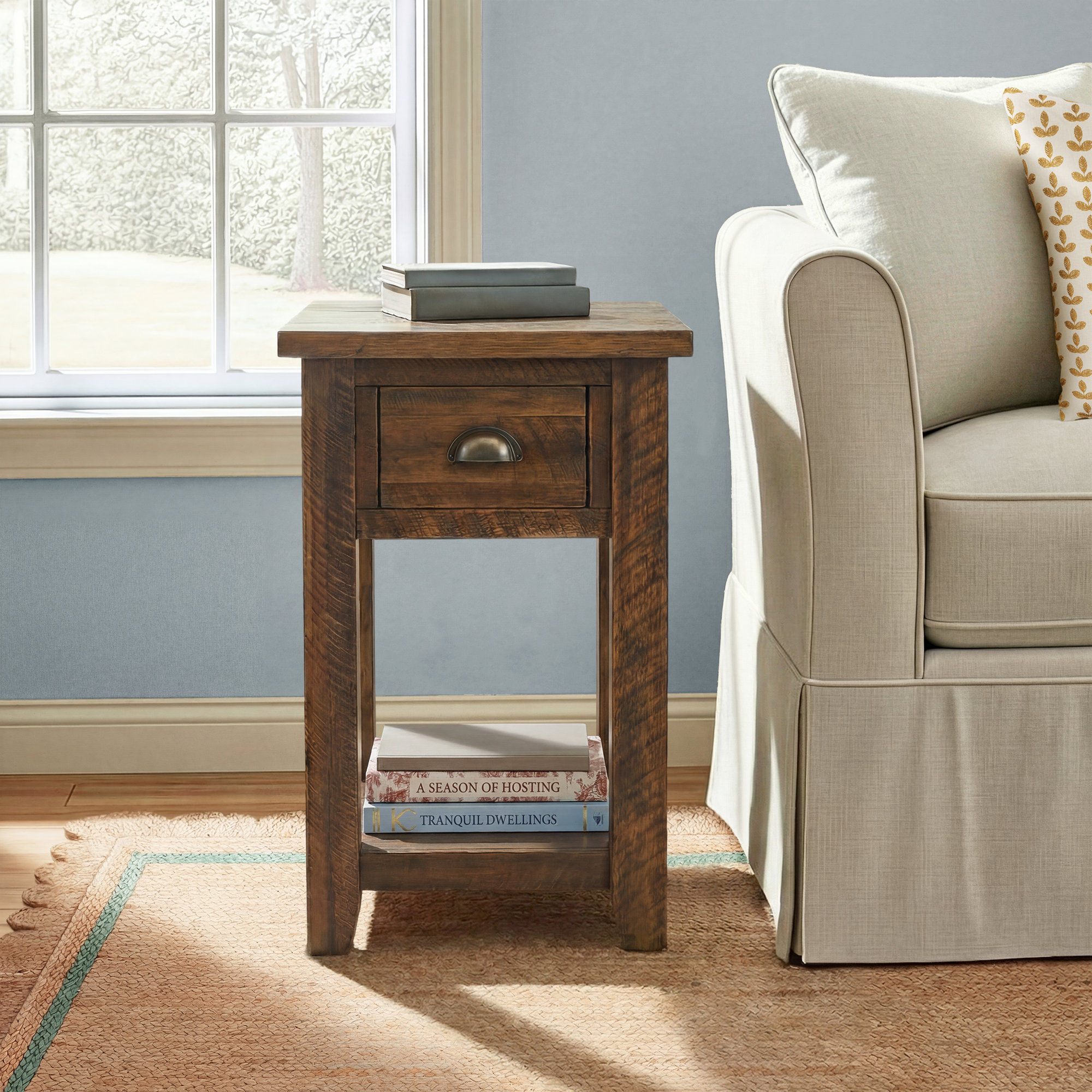 Castile End Table With Storage, Dakota Oak