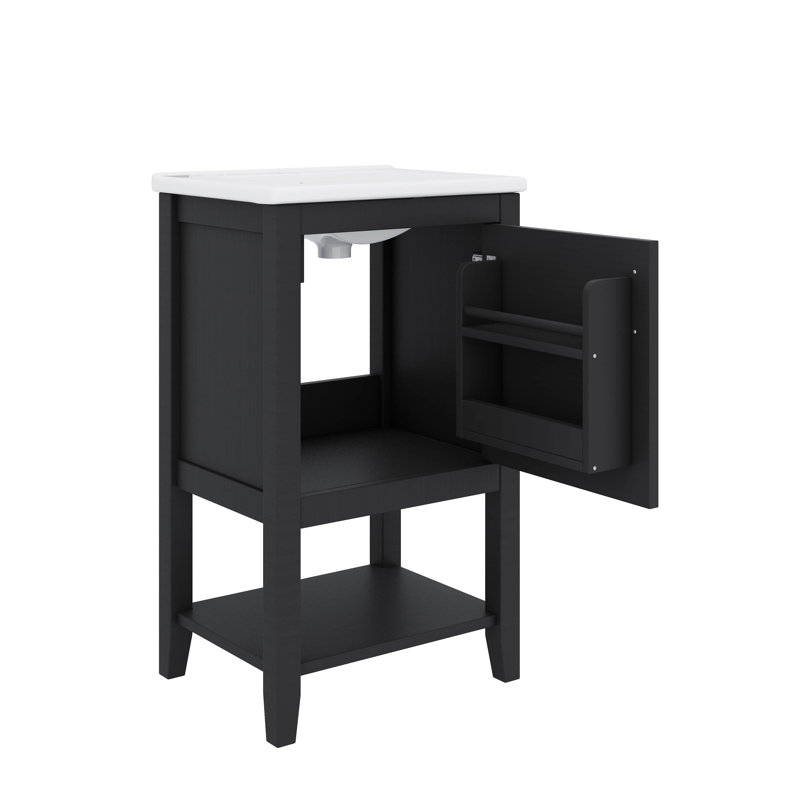 Boost avec rangement pour meuble-lavabo de 20 pouces avec lavabo et tablette ouverte, Noir