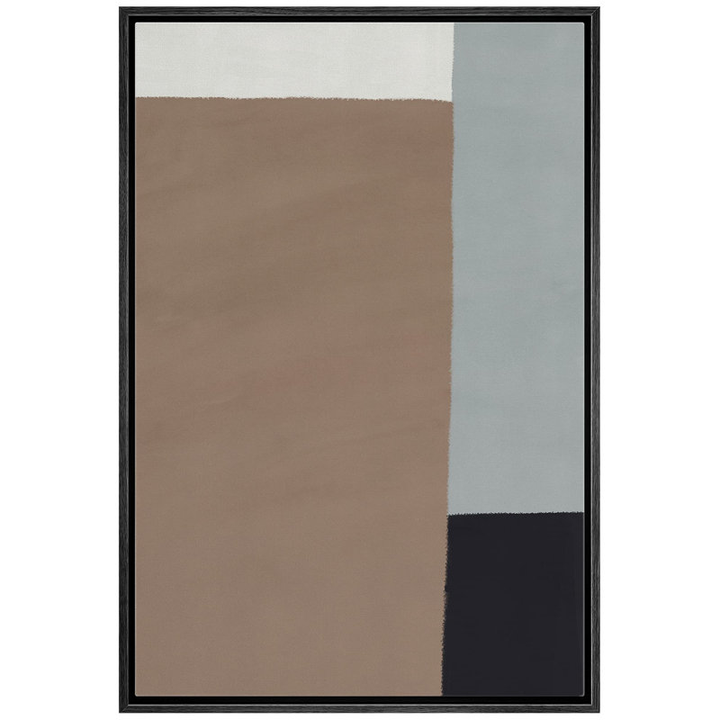 Motif géométrique brun, gris et noir à motif géométrique minimaliste Mid-Century, Noir, H 24 po x l 16 po
