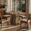 Petite table carrée pour 4 personnes, table de cuisine de style industriel/ferme avec pied central robuste-799079280