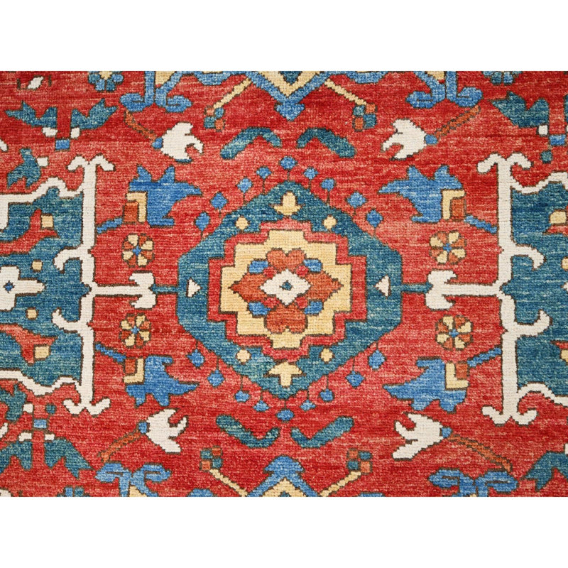 Tapis oriental rouge en laine douce 9 pi x 11 pi 6 po Peshawar noué à la main 8288197F89E448D799E5AC2CC5C2C785