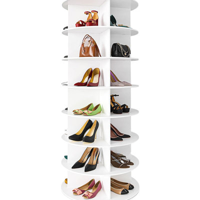 7 Shoe Holder  white  - Rotating For Easy Retrieval 7 Tier Rack Design Efficient Organization