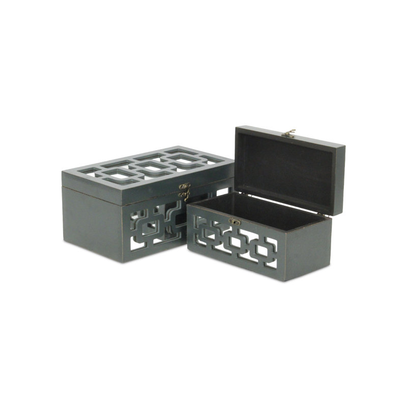 2 Piece Decorative Box Set, Dark Gray