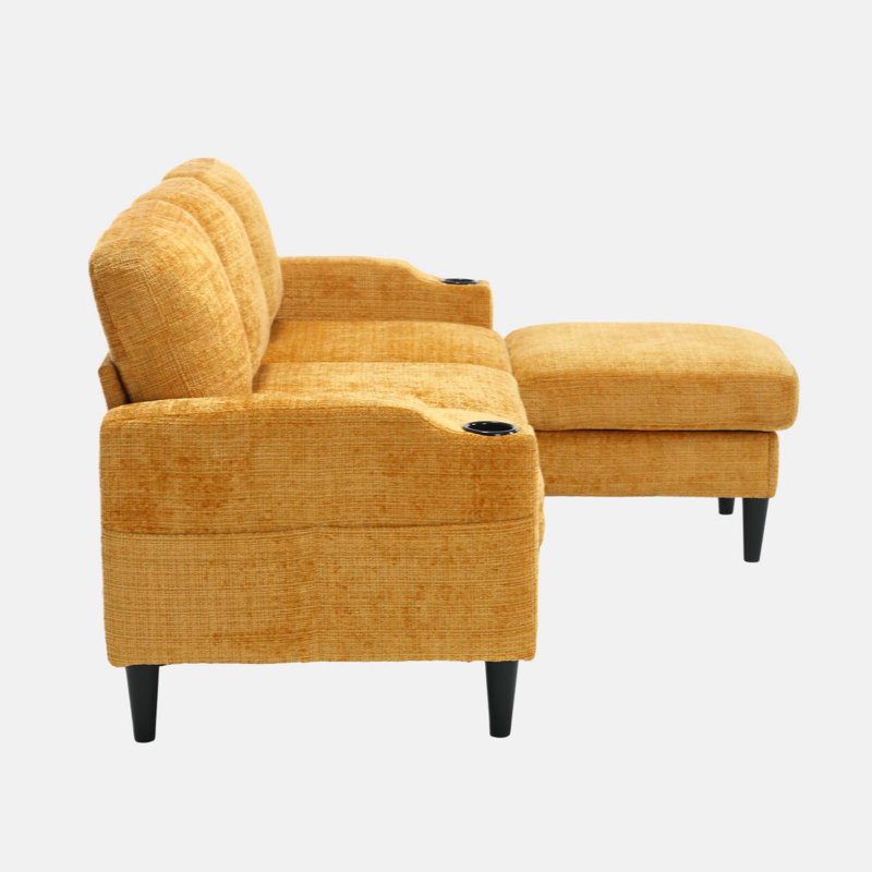 storage sofa /Living room sofa cozy sectional  sofa, Yellow Chenille