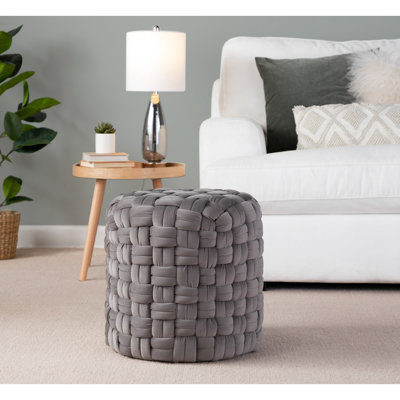 Tissage rond de 16 po en velours gris foncé, style contemporain, revêtement élégant, rembourrage en mousse pour plus de confort, intérieur polyvalent d'une capacité de 250 lb, pas d'assemblage dans une conception unique, utilisation,