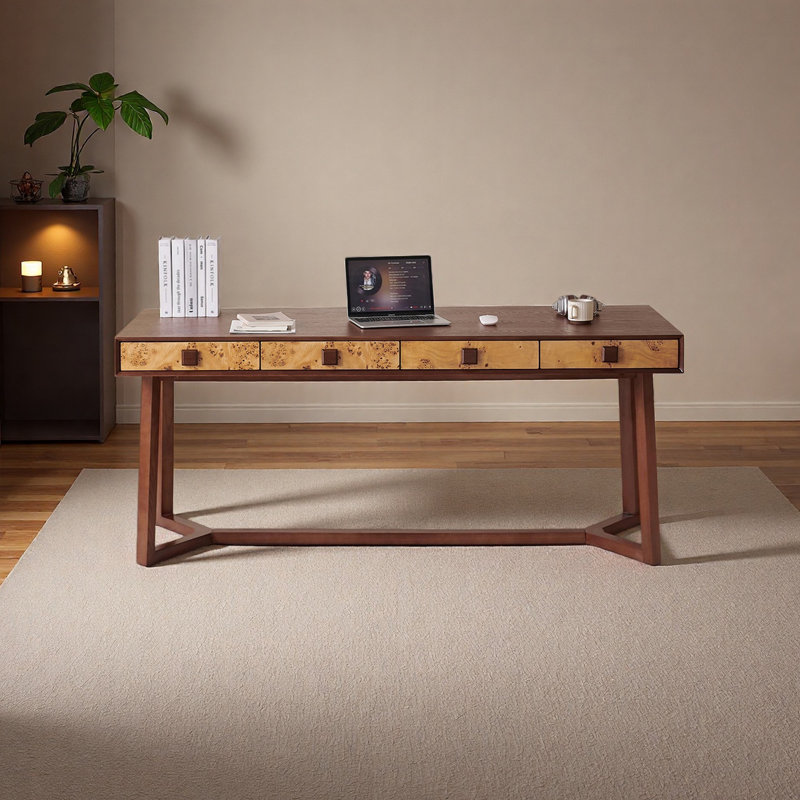 Vintage-Style Solid Wood Office Desk