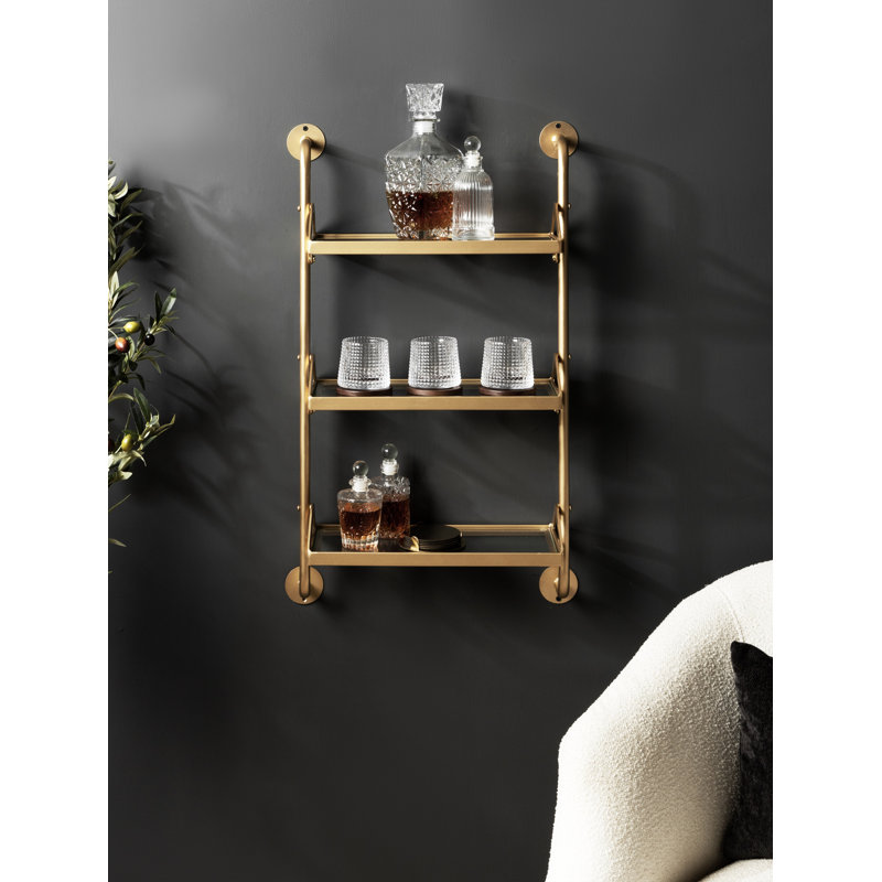 Tiered Storage Wall Shelf, Gold