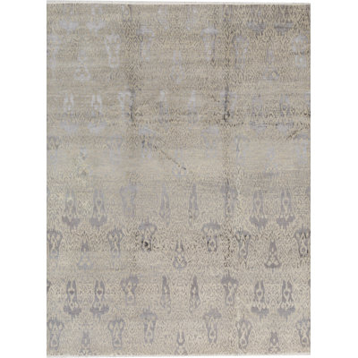 Tapis noir et argent de haute qualité noué à la main