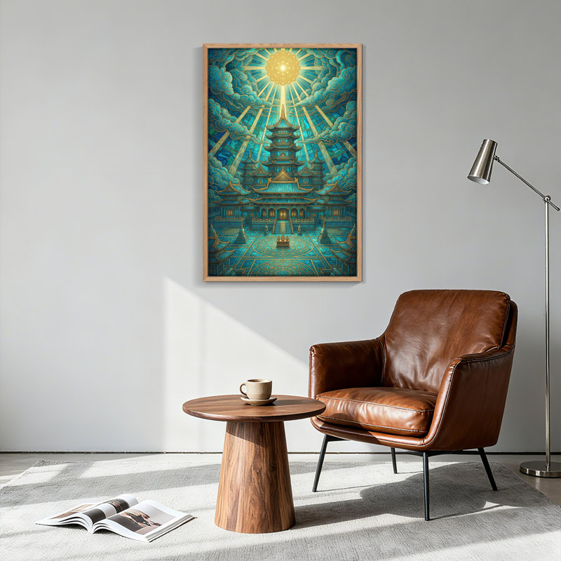 Ensemble de 1 tableau sur toile représentant le temple céleste, H 36 po x l 24 po, Natural