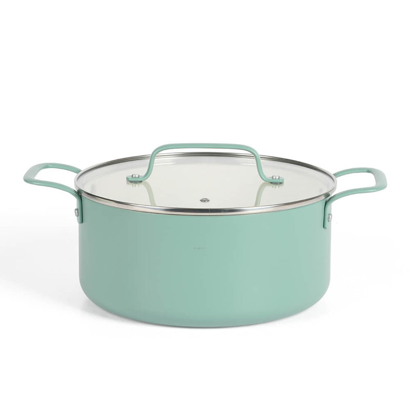 Martha Stewart Emmeline 12-Piece Nonstick PFA-Free Ceramic Enamel Aluminum Cookware Set, Teal