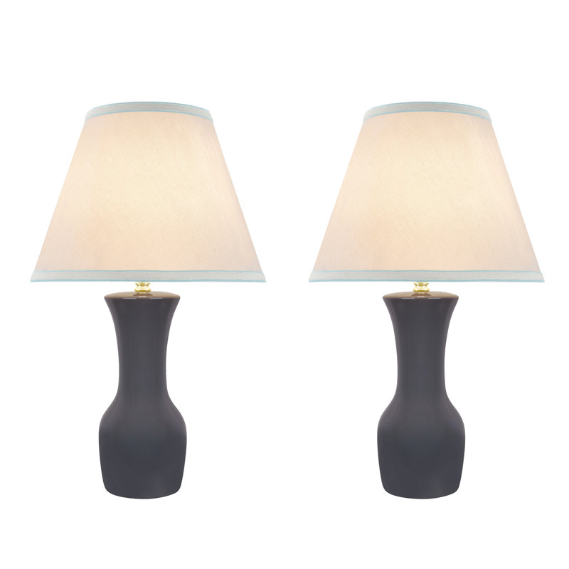 Lampe de table 20 po Moro, Gris clair, Blanc cassé