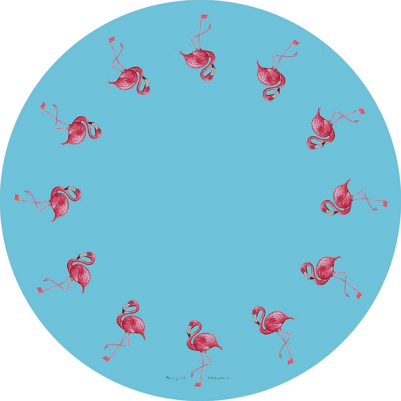 Flamingo Animal Print Round Tablecloth, 58" W Round