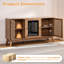 60" wood coffee bar sideboard with built-in beverage refrigerator, slatted doors, adjustable shelves, and storage for dining room, home bar, or office-122987836
