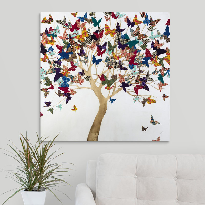 «A Butterflys Journey» par Sydney Edmunds - peinture sur toile, H 30 po x l 30 po x P 1,25 po, Toile tendue