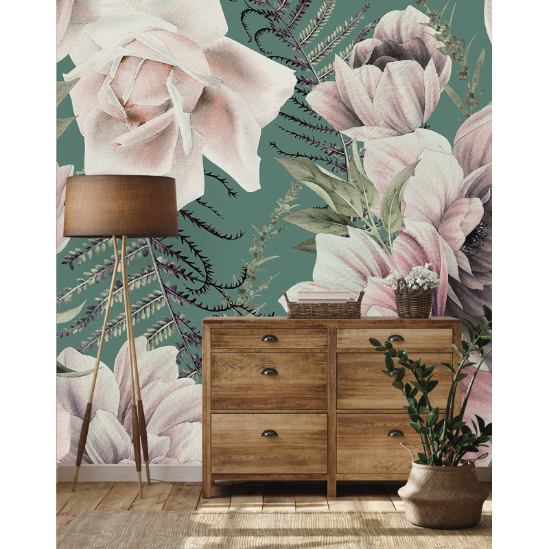 Peel & Stick Floral Wall Mural, 8.33' W x 8.33' L