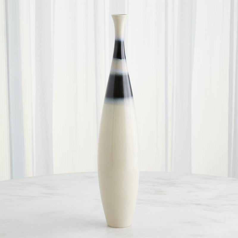 Banded Handcrafted Decorative Bottles, 26" H x 5" W x 5" D, Cream/Black