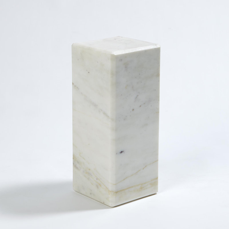 Mini piédestal / colonne montante en marbre, Blanc, H 12 po x l 5 po x P 5 po