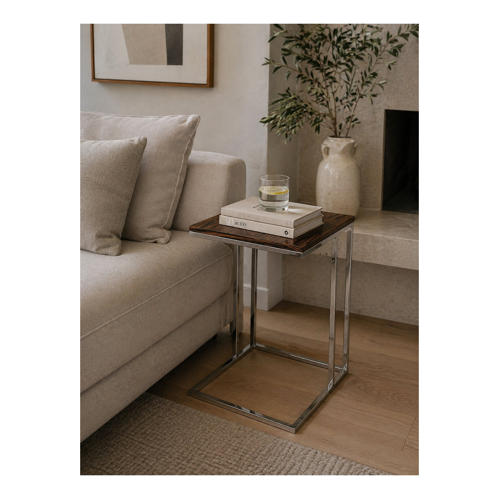 Hampshire End Table, Silver/Ebony