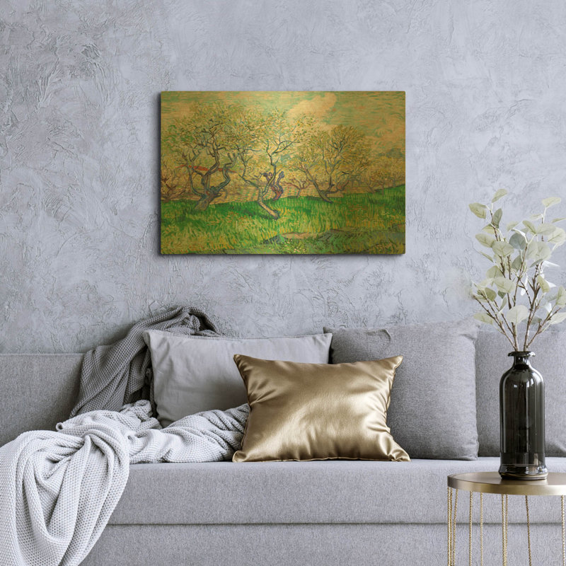 «Orchard In Blossom» par Vincent Van Gogh, art mural en métal doré, 36 po x 24 po, 36 po x 24 po