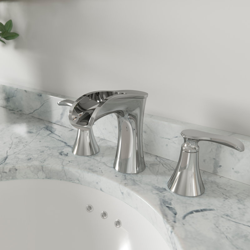 Jaida Widespread Bathroom Faucet with Drain Assembly, Polished Chrome